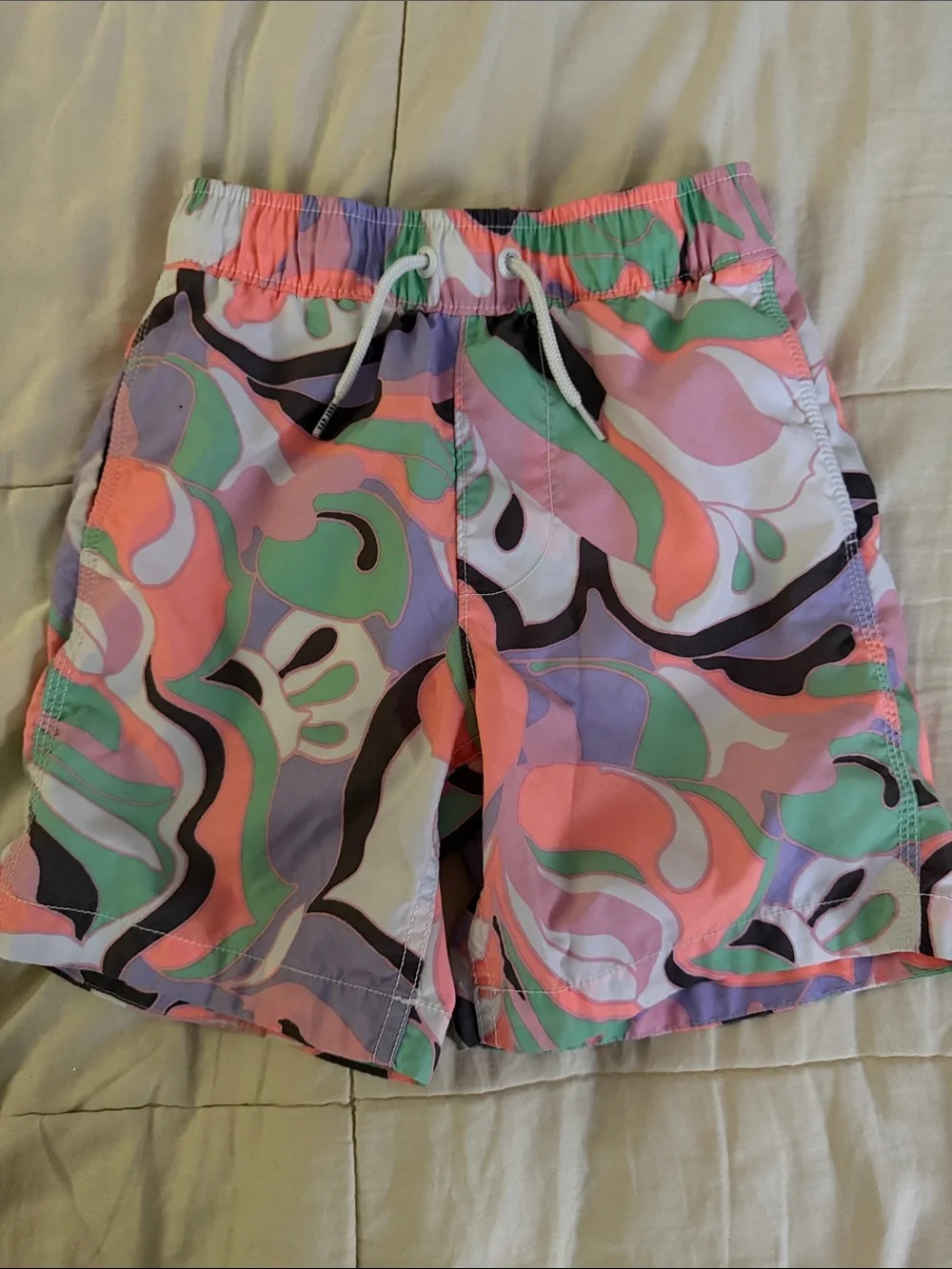GAP Kids Multicolor Swirl Swim Trunks - Pink, Green, Lavender, Black